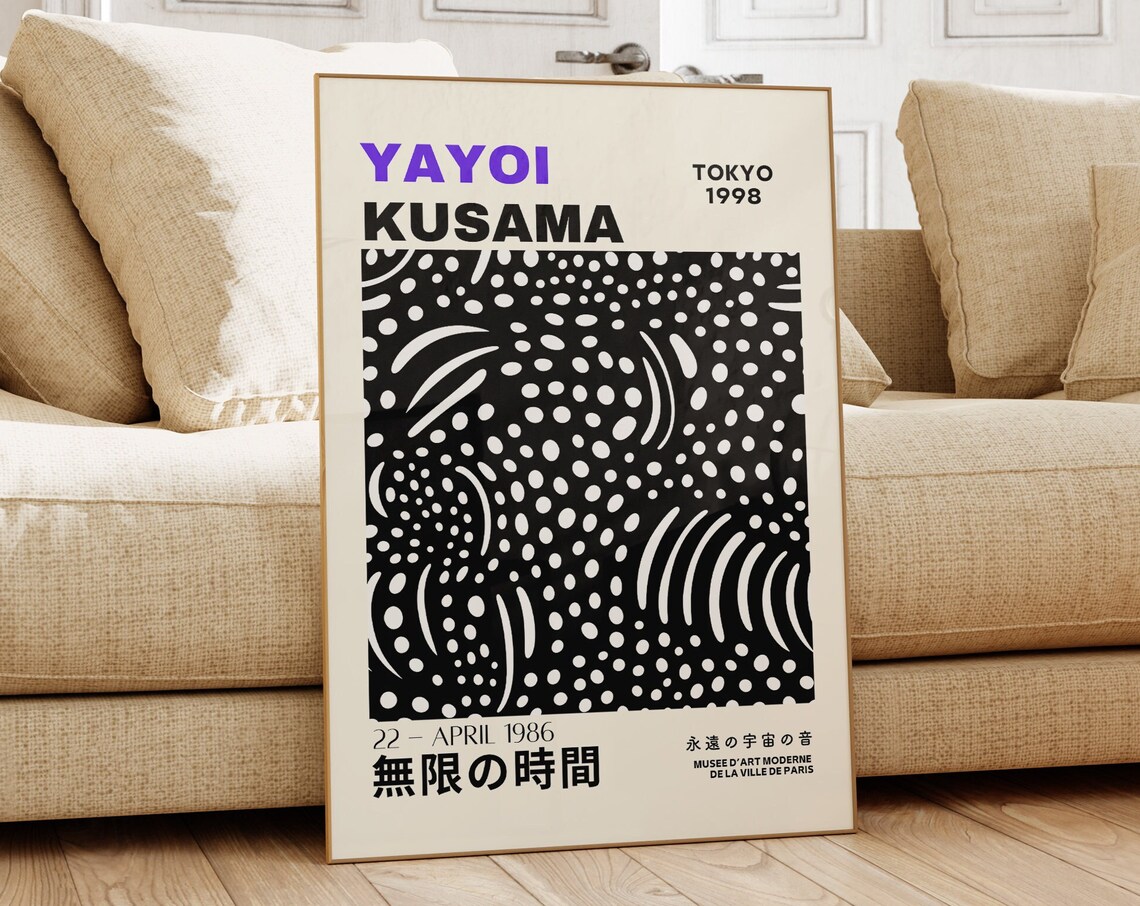 Yayoi Kusama Black White Dots Tokyo 1998 Exhibition Art Poster