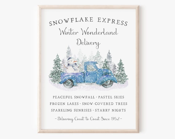 Winter Truck Vintage Farmhouse Christmas Art Print