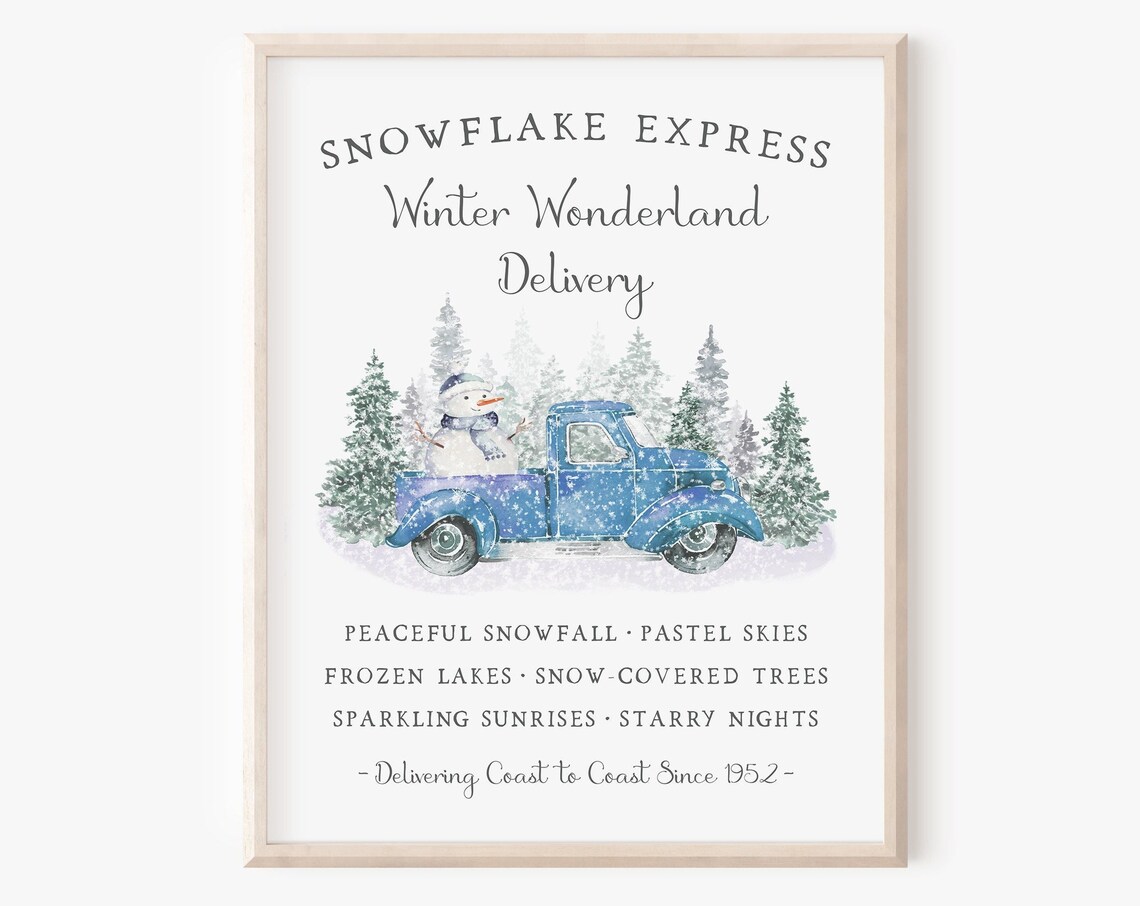 Winter Truck Vintage Farmhouse Christmas Art Print