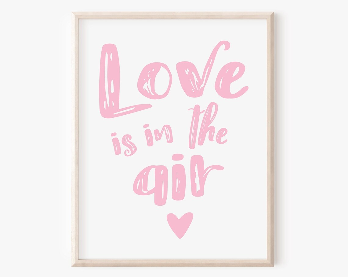 Love Is in the Air Pink Hand Lettered Heart Sign Wall Art Print - Image 5