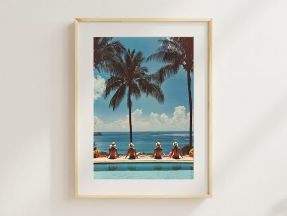 Slim Aarons Style Poolside Print Retro Glam Summer Decor