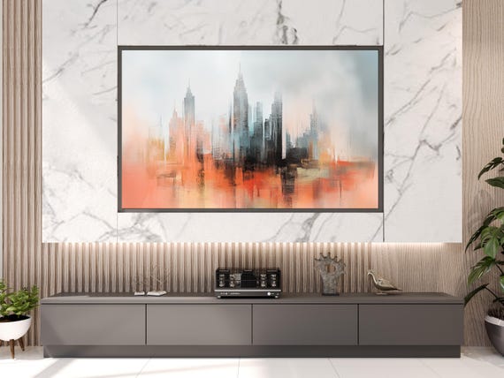 Abstract Cityscape Wall Art Modern Urban Landscape Print Contemporary City Skyline Decor