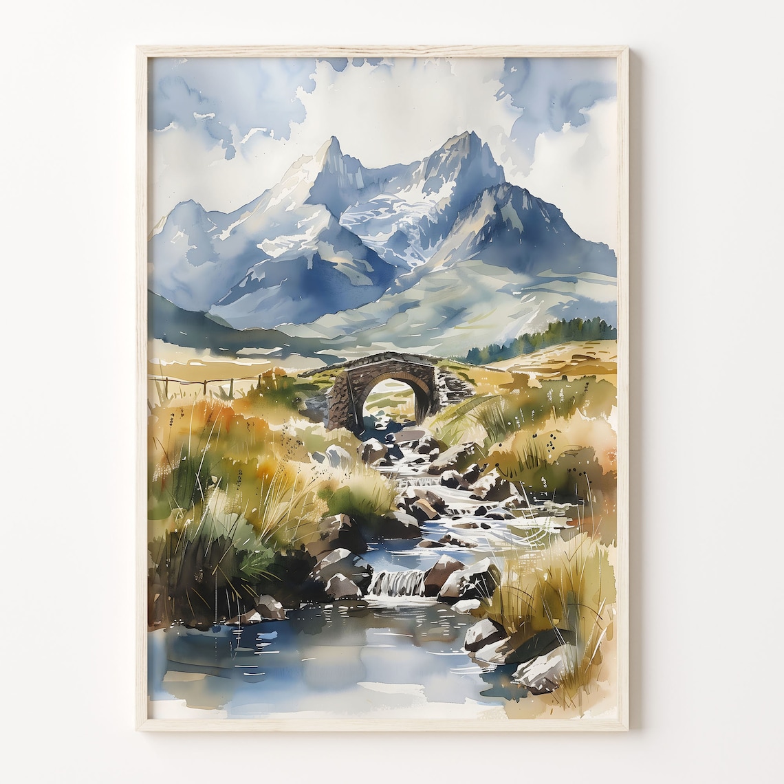 Mount Snowdon Watercolor Painting, Wales Landscape Art Print
