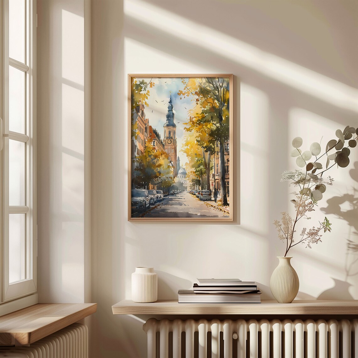 Berlin Germany Autumn City Street Church Tower Watercolor Poster - Image 4