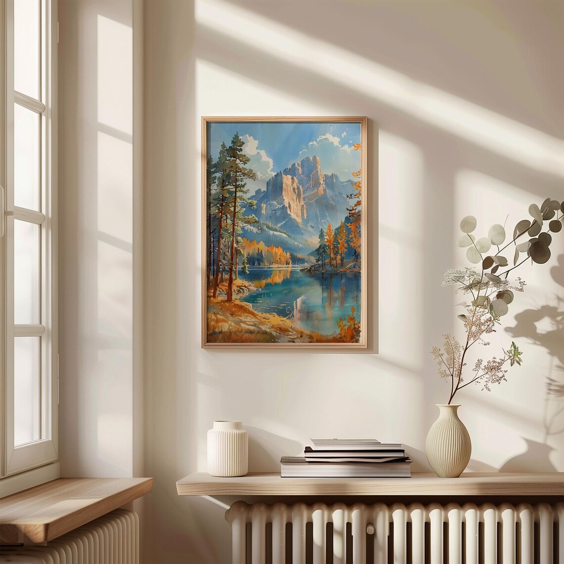 Yosemite National Park Granite Cliffs Alpine Lake Autumn Watercolor Poster - Image 4