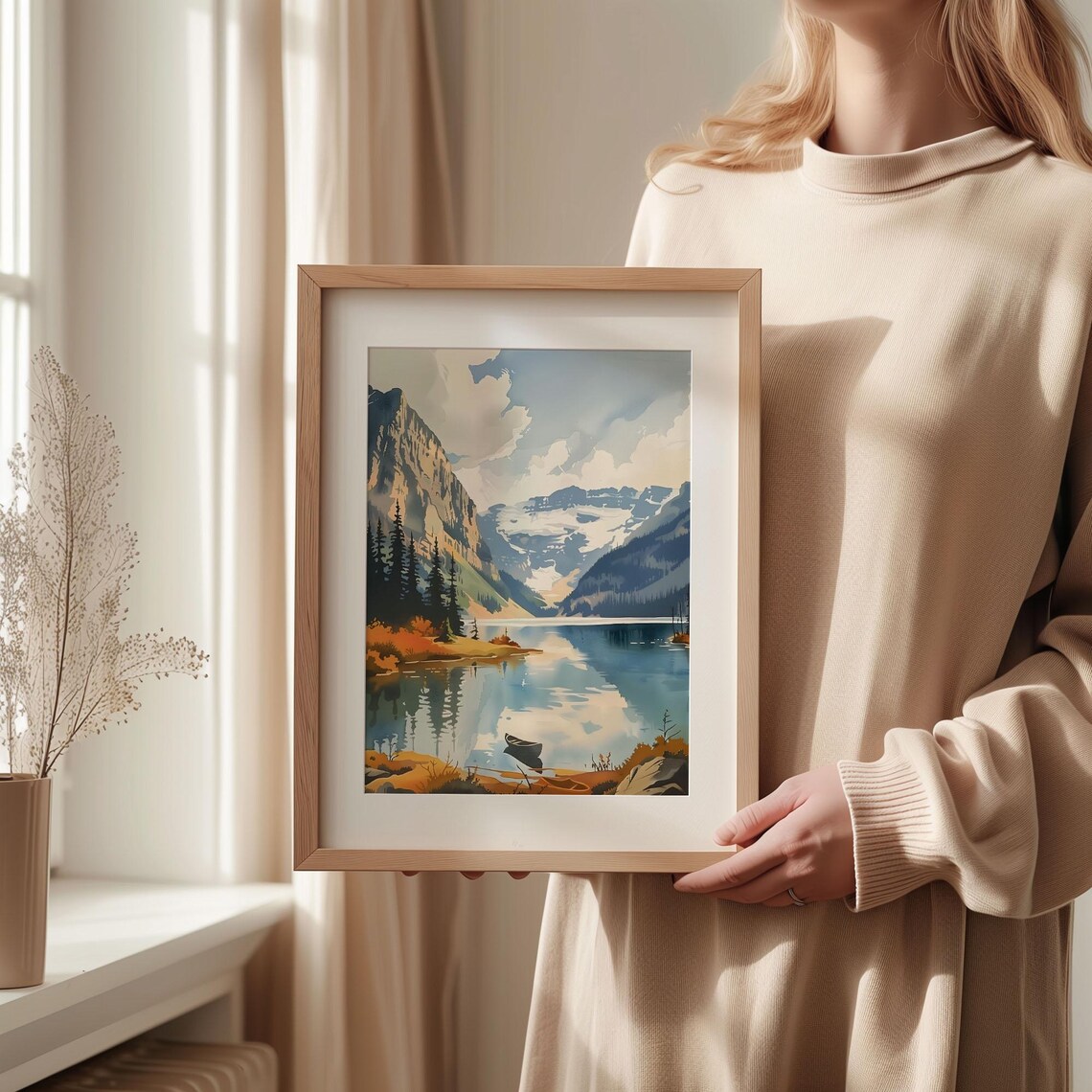 Lake Louise Watercolor Painting Alberta Canada Art Print - Image 2