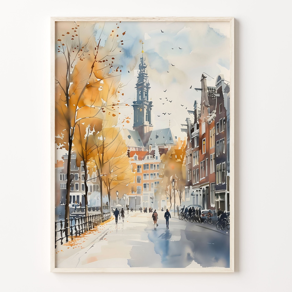Amsterdam Watercolor Painting Netherlands Wall Art Amsterdam Poster Travel Art Watercolor Print Travel Poster C30 254