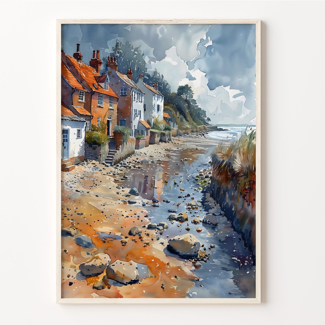 Aldeburgh Suffolk Coastal Village Watercolor Painting Poster