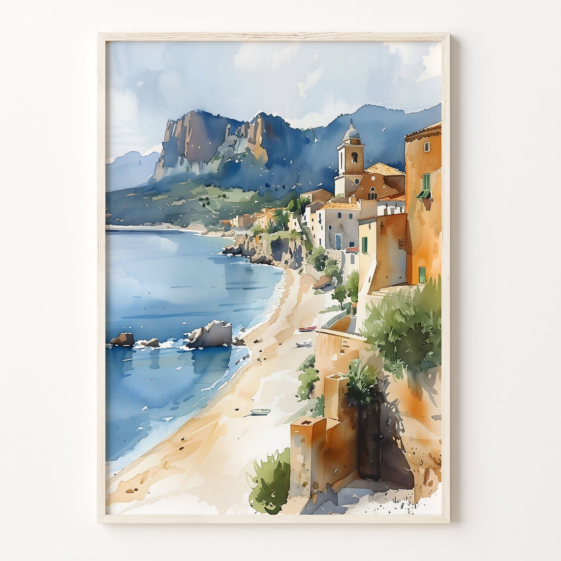 Sardinia Watercolor Painting Sardinia Travel Poster Italy Wall Art Sardinia Print Italy Home Dcor Watercolor Art C30 420