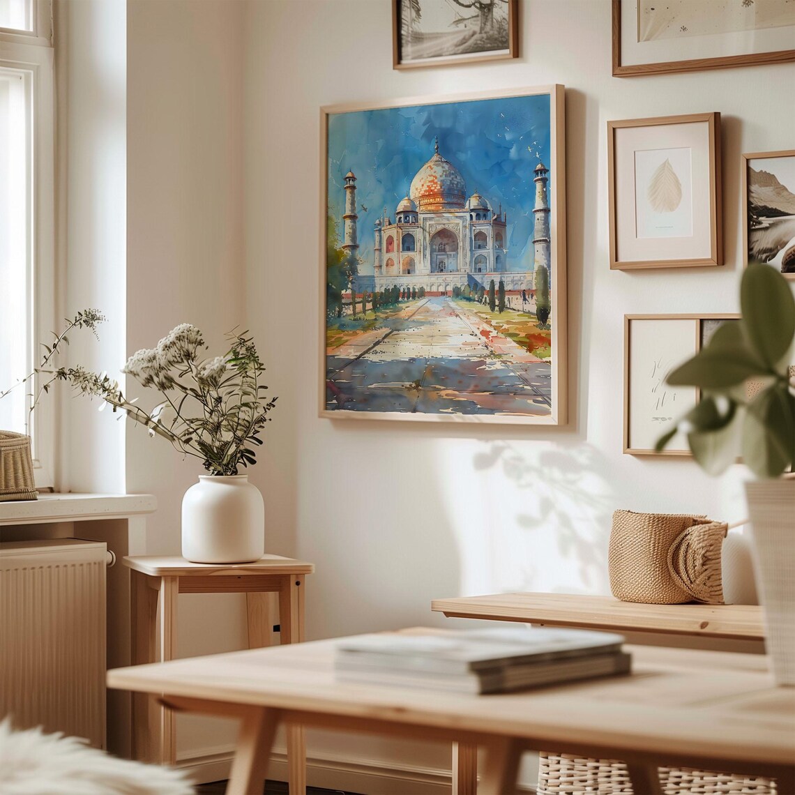Taj Mahal Agra India Watercolor Landmark Architecture Travel Poster - Image 3