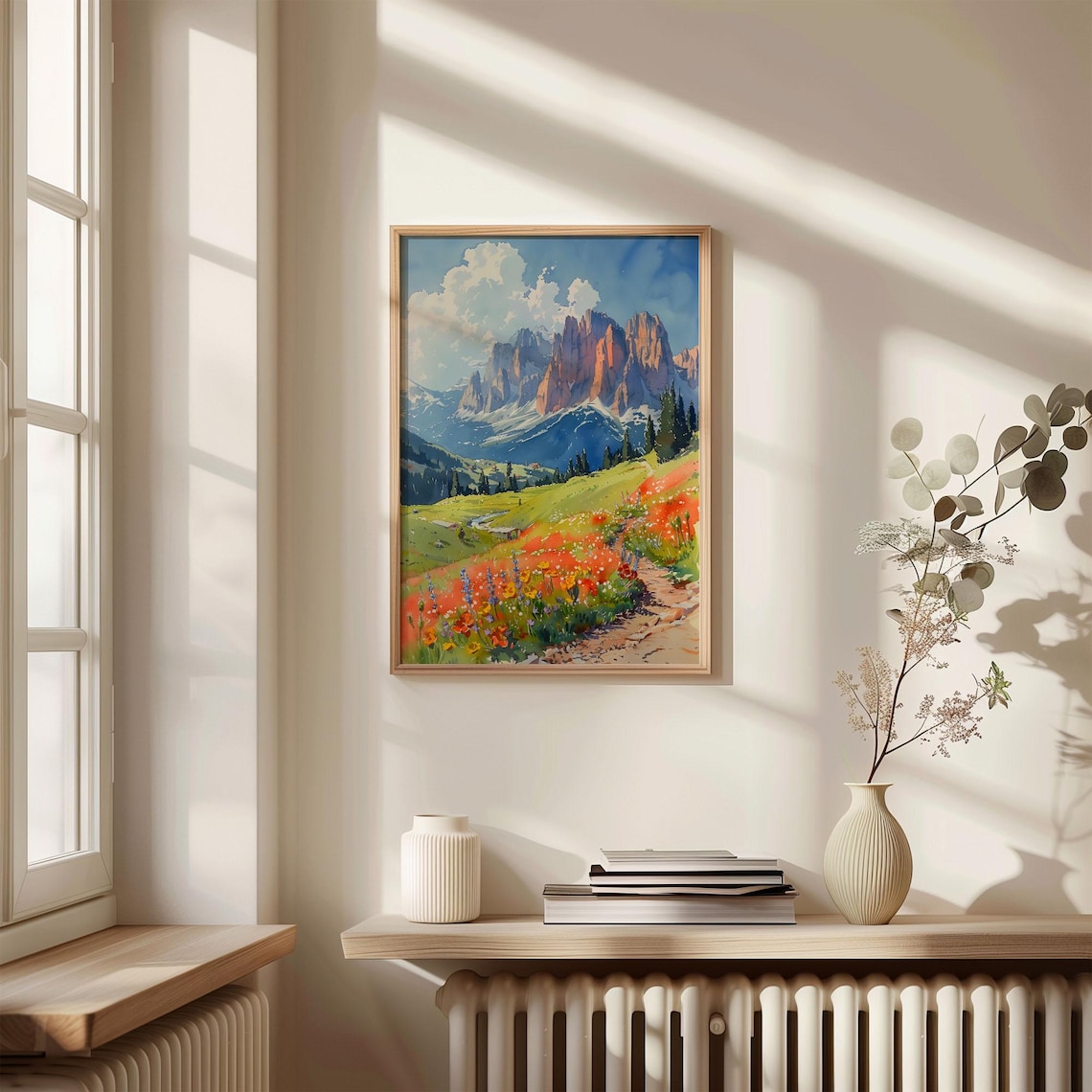 Dolomites Watercolor Italy Travel Poster, Piave Valley - Image 4