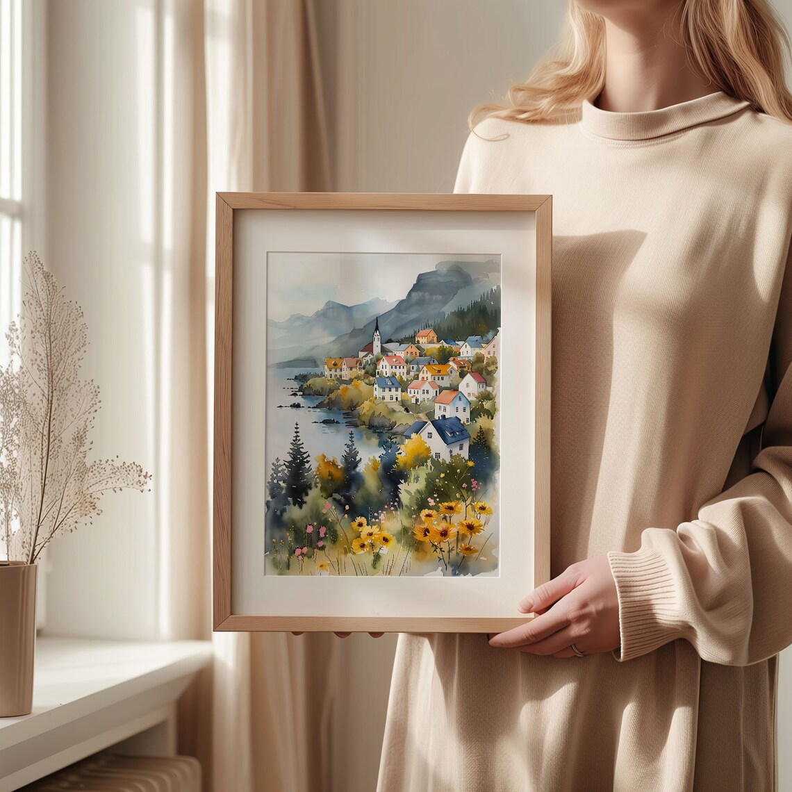 Reykjavik Watercolor Travel Poster, Iceland Wall Art - Image 2