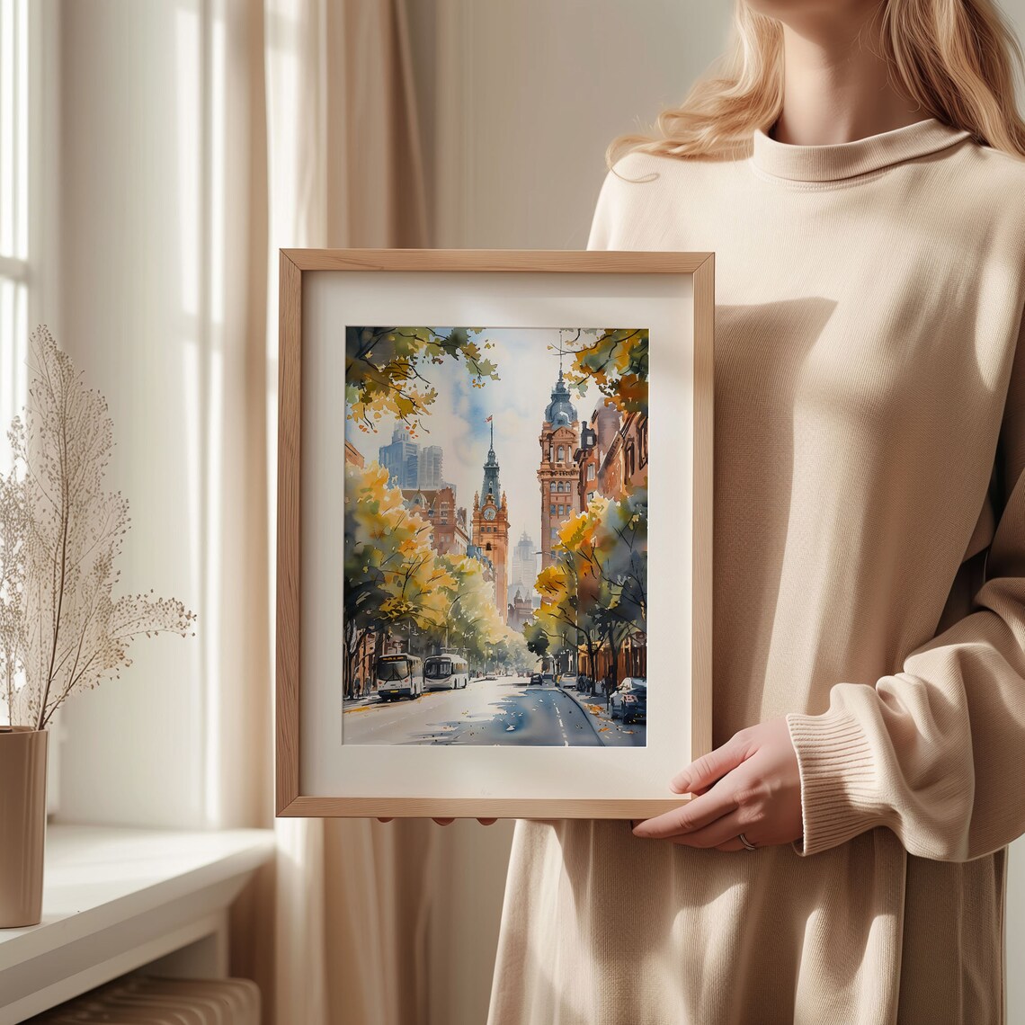 Melbourne Watercolor Painting, Australia Travel Poster - Image 2
