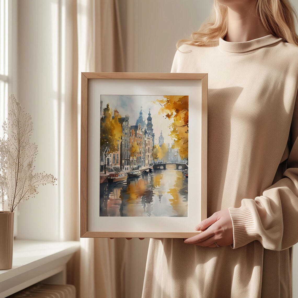Amsterdam Watercolor Painting Travel Poster - Image 2
