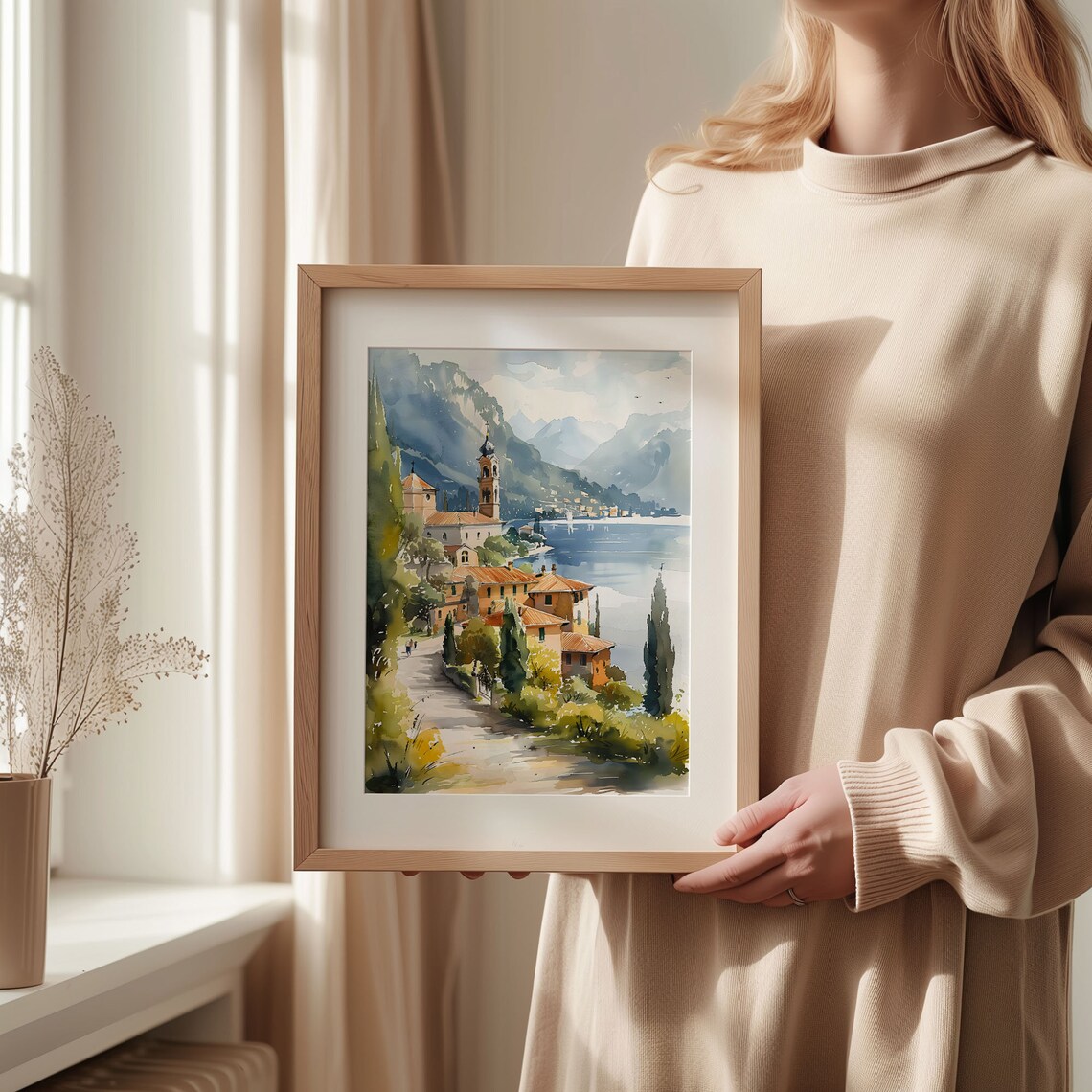 Lake Garda Watercolor Poster, Italy Travel Art - Image 2