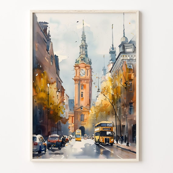 Big Ben Watercolor London Travel Poster