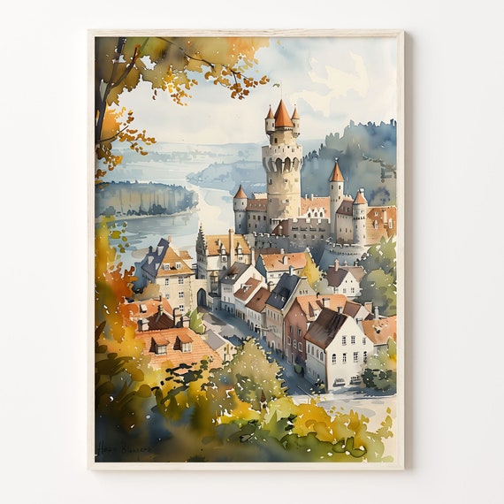 Newcastle Watercolor Painting United Kingdom Print Newcastle Upon Tyne Poster Wall Art Wedding Gift Birthday Present C30 48