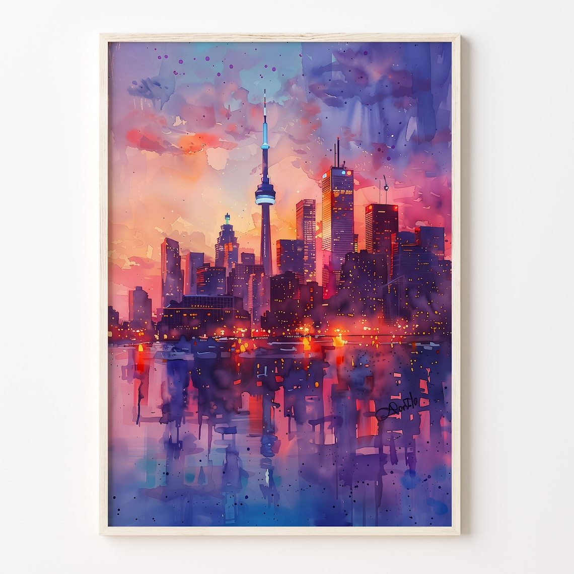 Toronto Watercolor Painting Traditional Travel Poster
