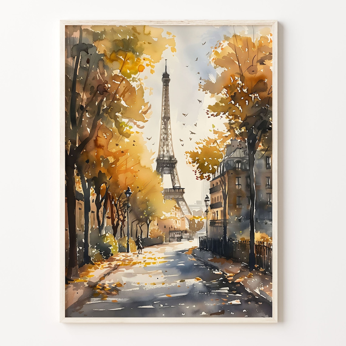 Paris Watercolor Art Print, Eiffel Tower Travel Poster