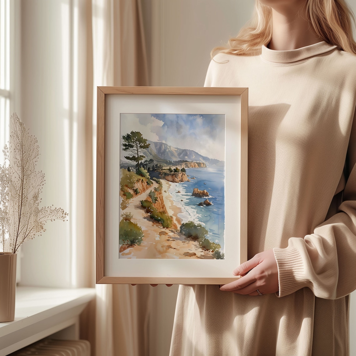 Pebble Beach California Watercolor Art Print - Image 2