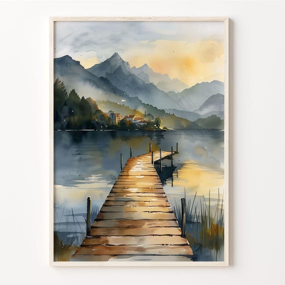 Windermere Watercolor Painting Lake District Wall Art Windermere Poster Birthday Present Wedding Gift Custom Text C30 523