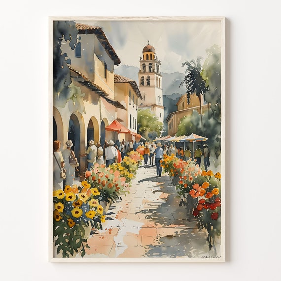 Watercolor Painting Puerto Rico Flower Market Botanical Poster Flor De Maga Wall Art Puerto Rico Artwork Print C30 354