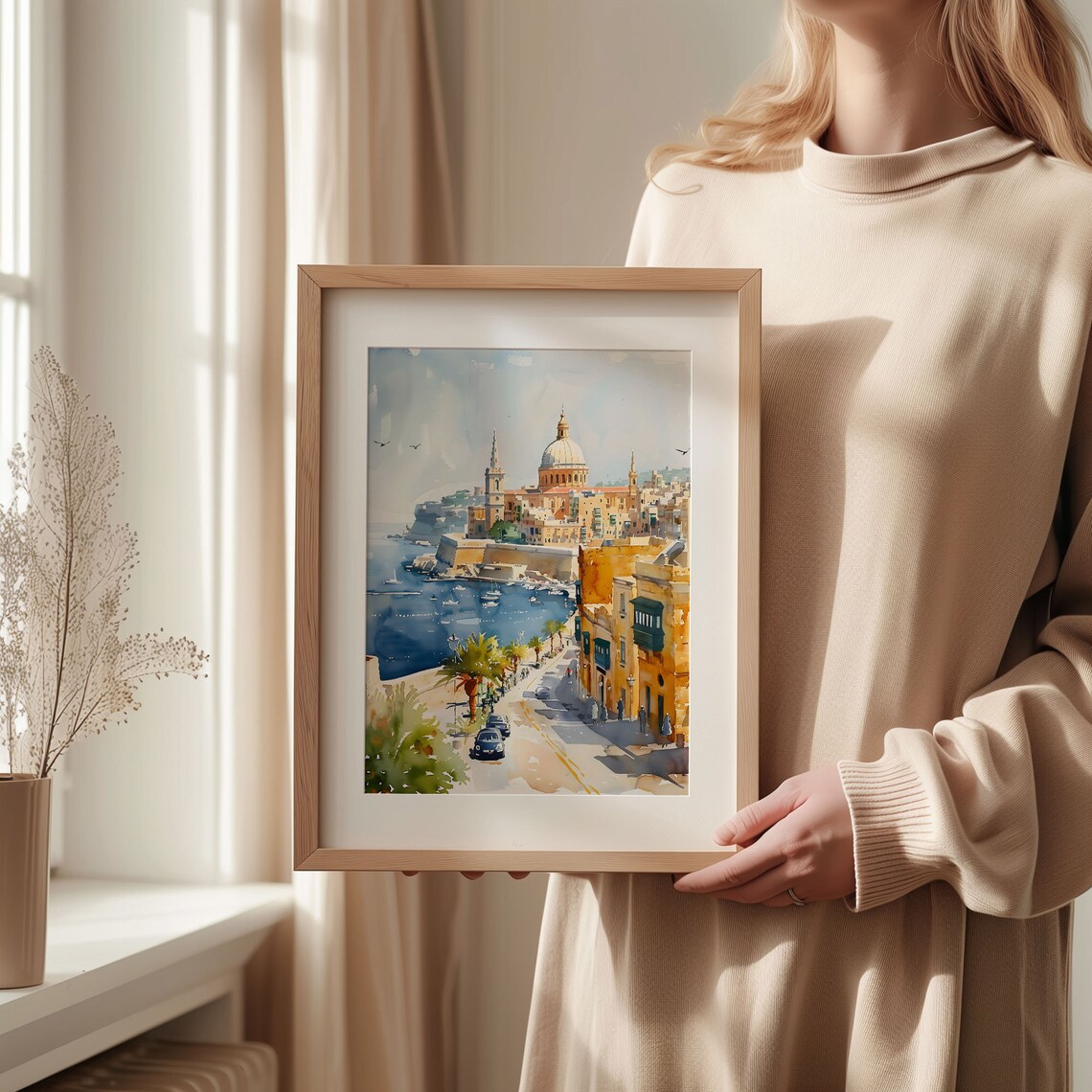 Valletta Malta Watercolor Travel Poster, Wall Art Print - Image 2