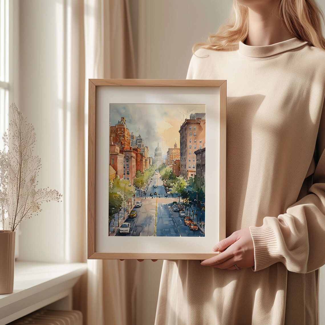 Knoxville Watercolor Painting Tennessee Skyline Art Print - Image 2