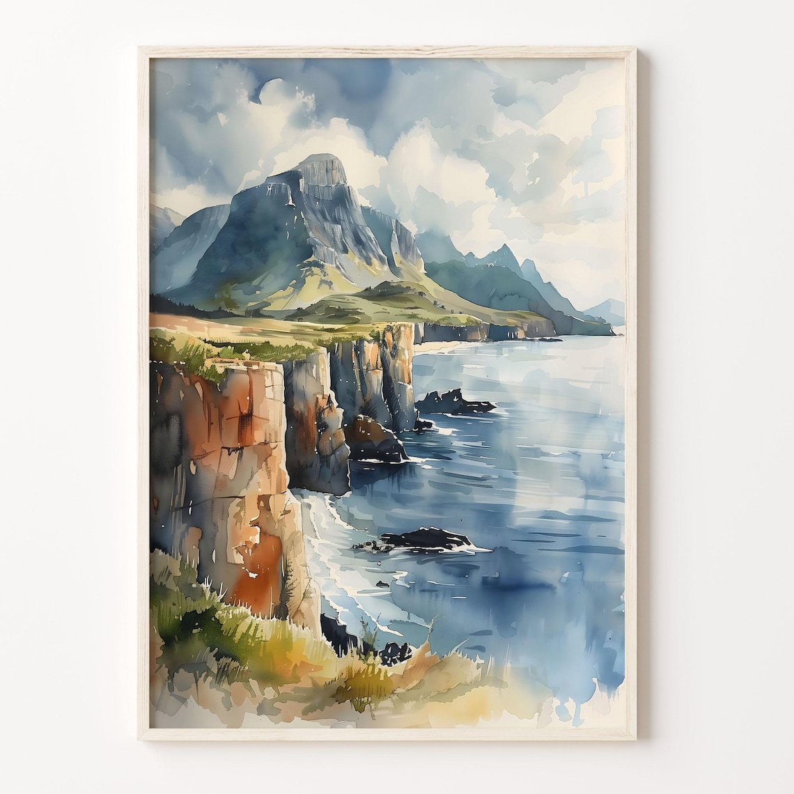 Isle Of Skye Watercolor Painting, Scotland Landscape