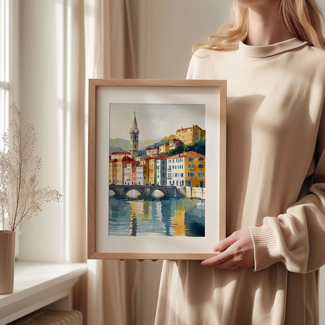 Bayonne Watercolor Painting France Poster Beach Wall Art Basque Country Print Europe Travel Gift Wall Decor C30 958 - Image 2