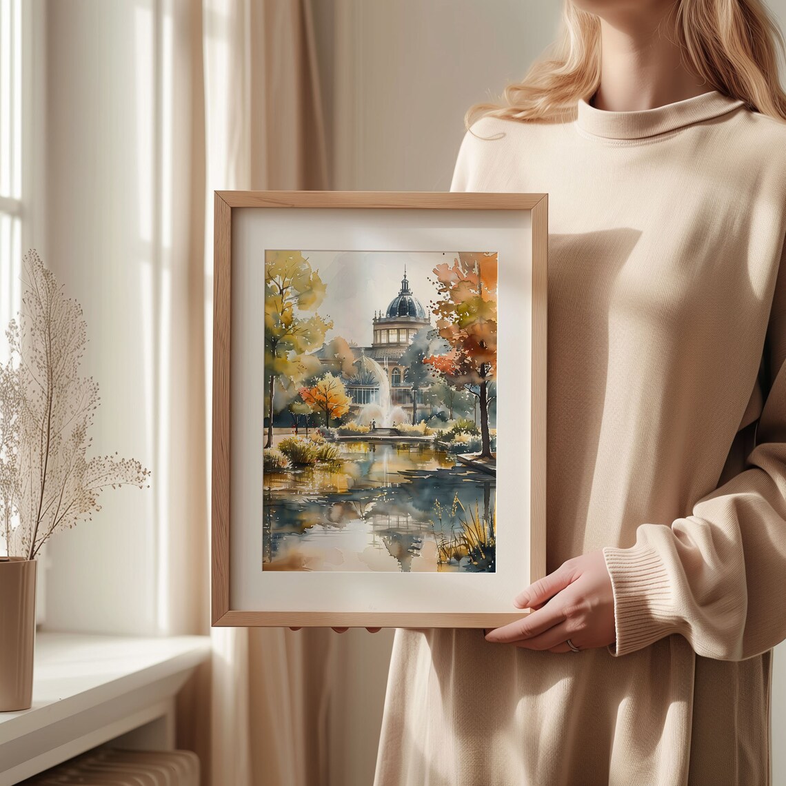 Madrid Watercolor Painting Palacio De Cristal Travel Poster - Image 2