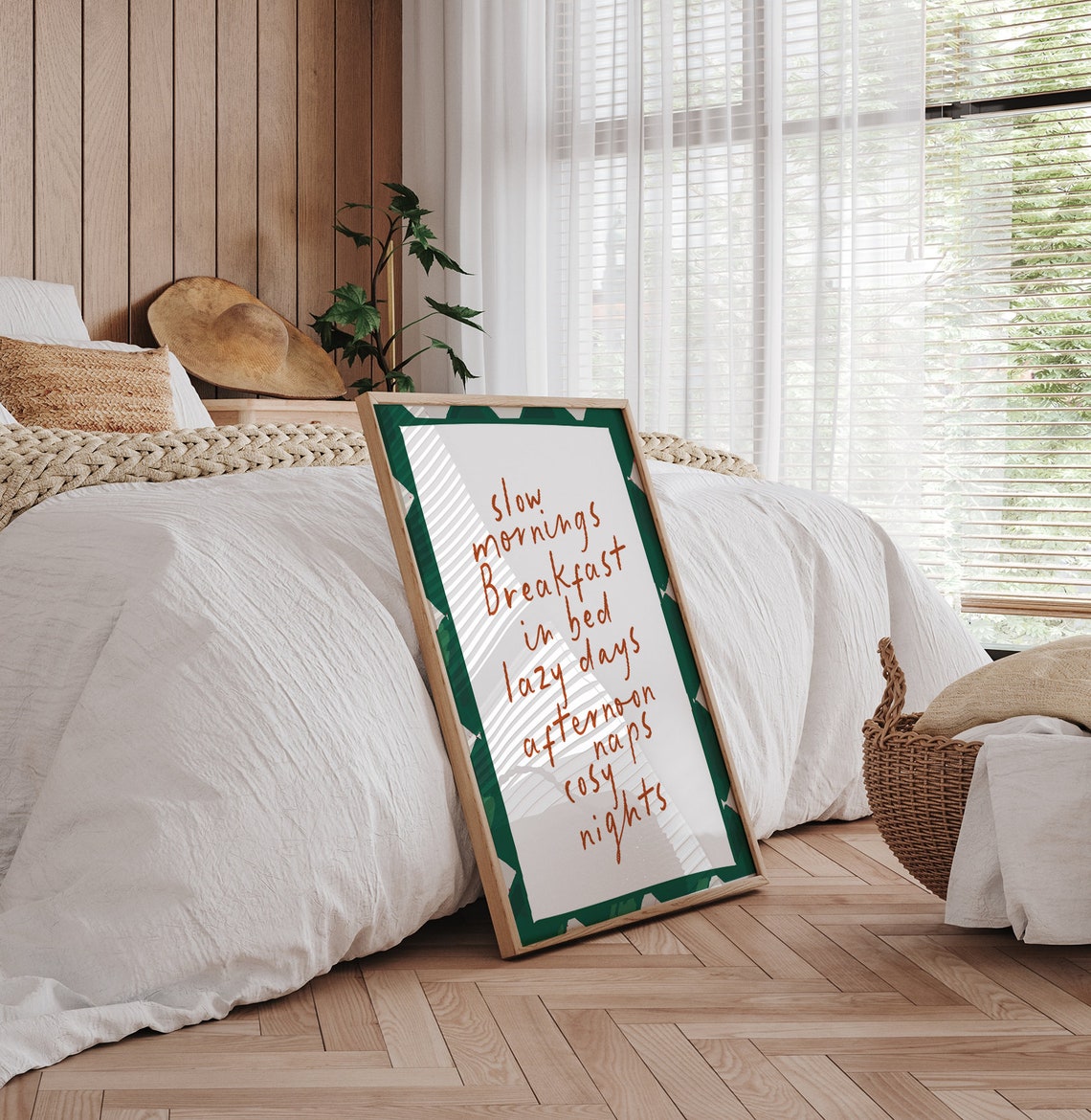 Slow Mornings Breakfast in Bed Cozy Handwritten Kitchen Quote Print - Image 2