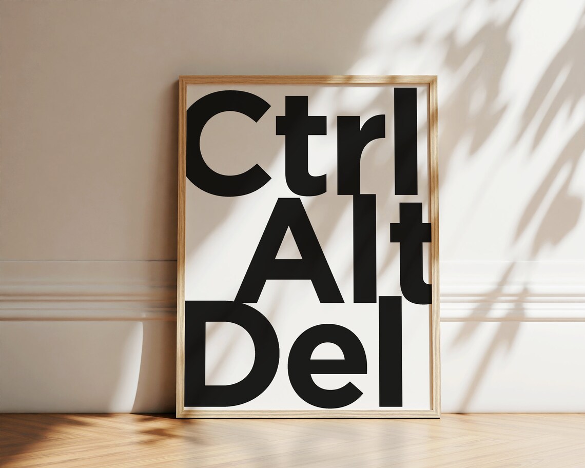 Ctrl Alt Del Bold Typography Nerd Geek Computer Room Wall Art Poster