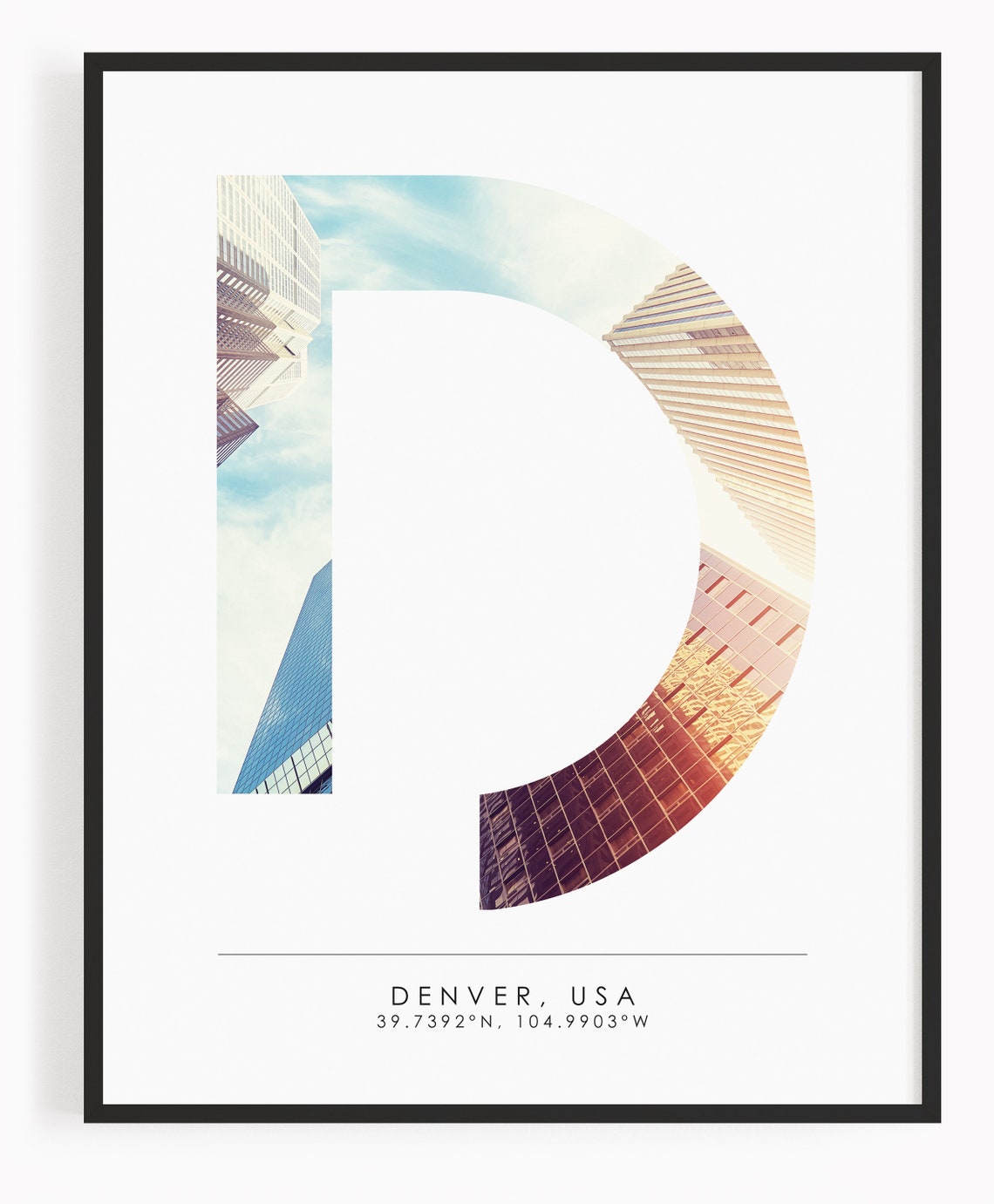 Denver USA Skyscrapers Letter D Coordinates Minimal City Poster - Image 3