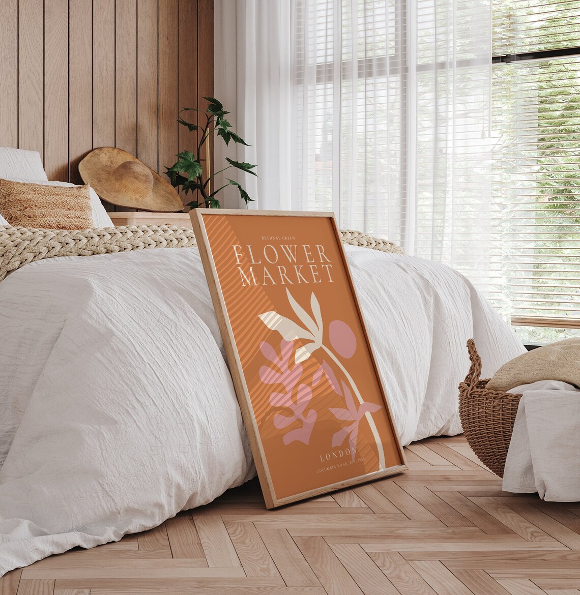London Columbia Road Flower Market Terracotta Botanical Art Poster - Image 3