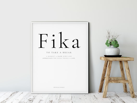 Fika Swedish Definition Take A Break Minimalist Nordic Typography Poster