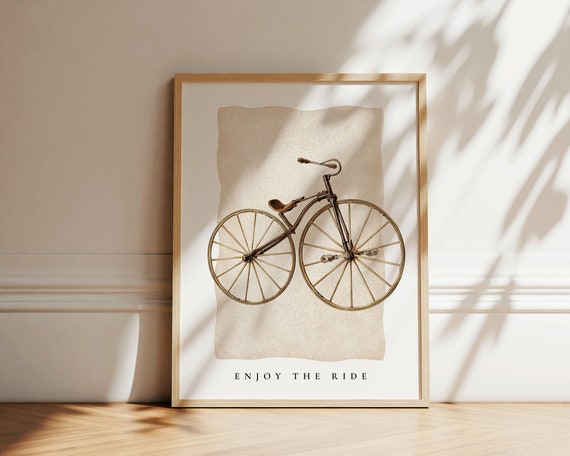 Vintage Bicycle Poster Enjoy The Ride Print Boho Home Decor Trendy Minimalist Wall Art Aesthetic Preppy Poster Bike Cycling Ride Print