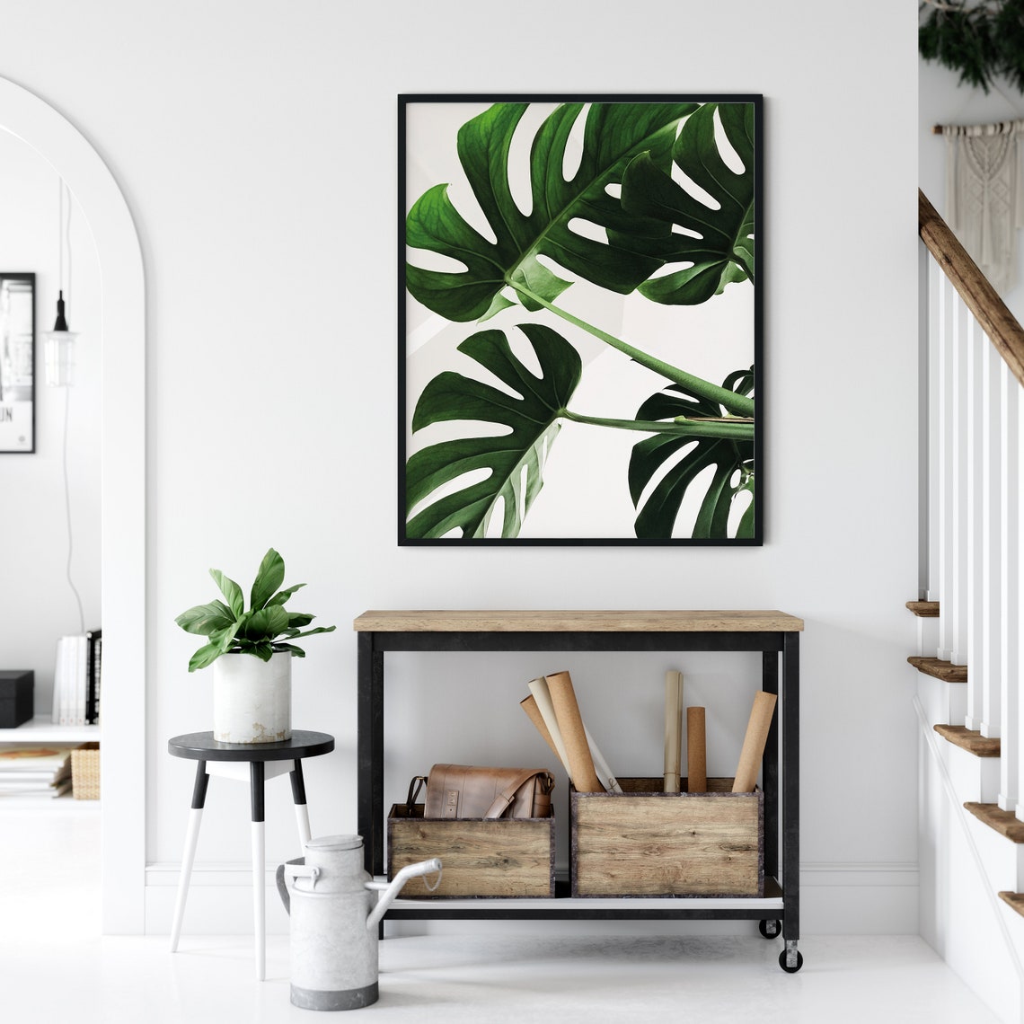 Monstera Leaf Botanical Tropical Green Photo Modern Wall Art Print - Image 5
