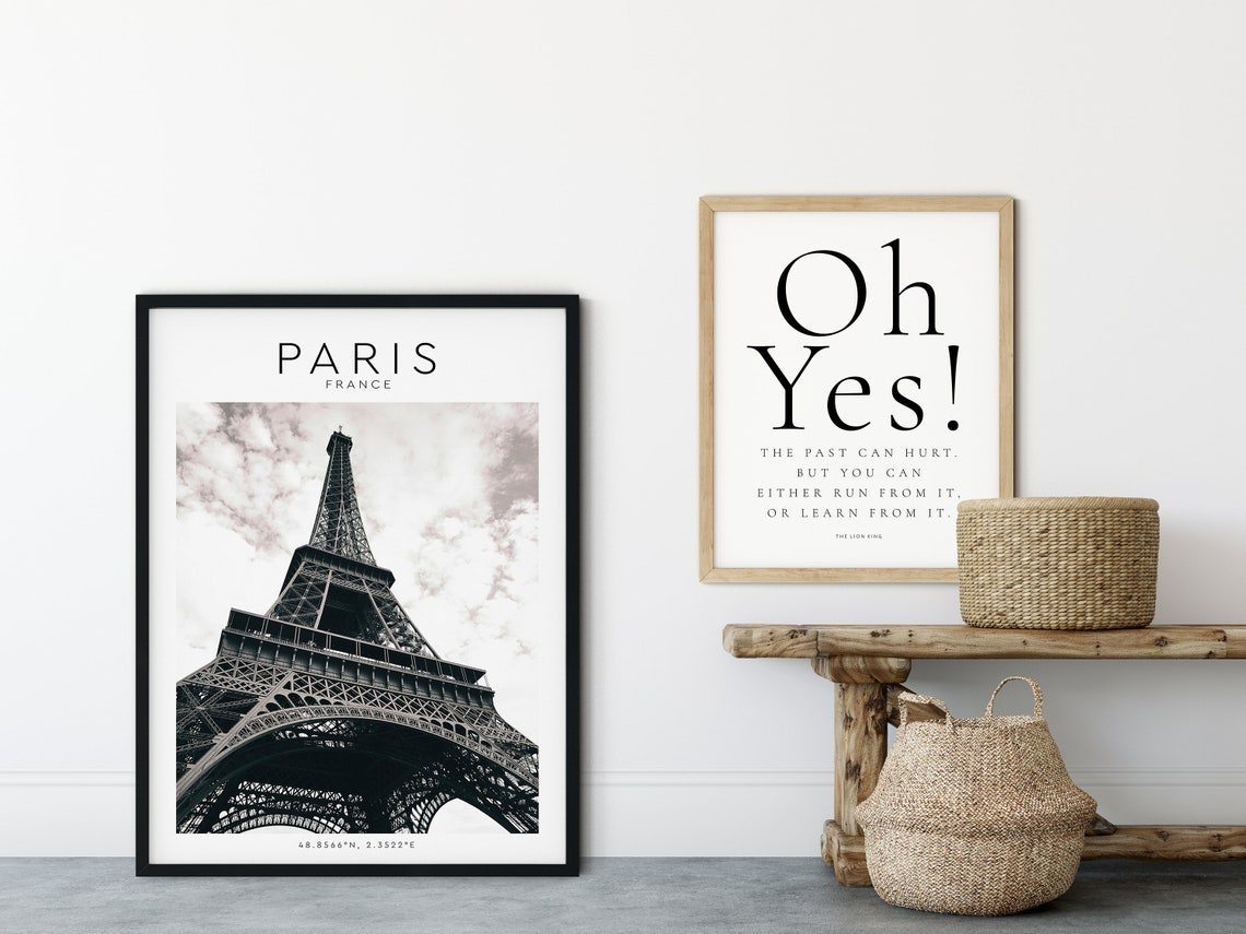 Eiffel Tower Paris Dramatic Low Angle Monochrome Travel Poster - Image 2