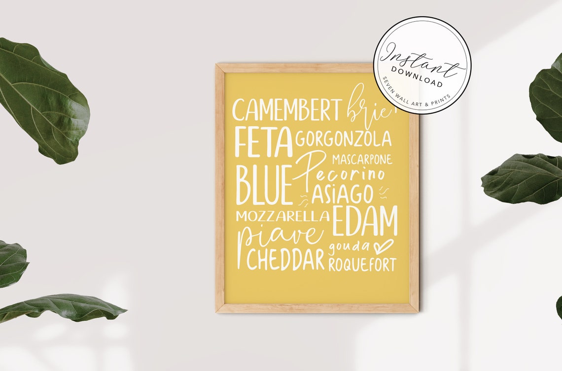 Cheese Varieties Types Typography Kitchen Wall Art Blackboard Poster - Image 2