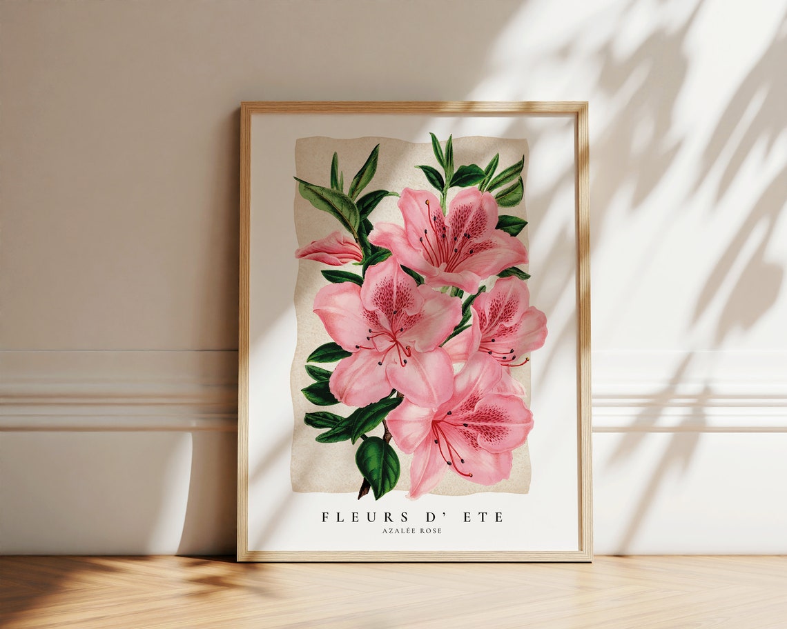 Flower Market Print Azalea Floral Print Flower Market Poster March Fleurs Floral Art Preppy Trendy Flower Poster Framed Pink Flowers