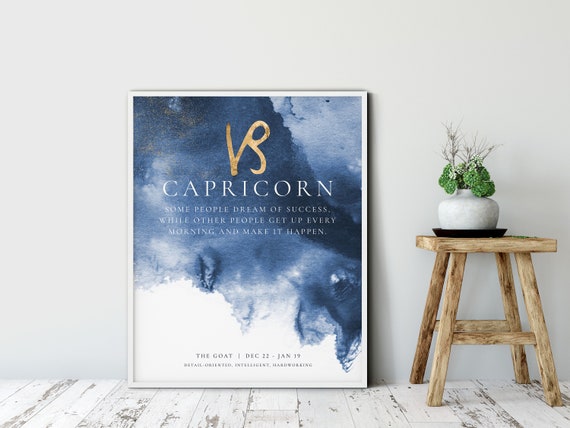 Capricorn Zodiac Poster Capricorn Constellation Personality Trait Birthday Gift Zodiac Birth Month Star Sign Motto Horoscope Quote