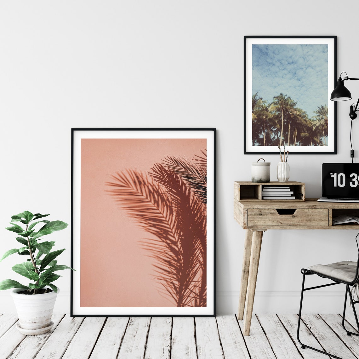 Pink Tropical Palm Shadow Wall Photography Minimalist Summer Print - Image 4