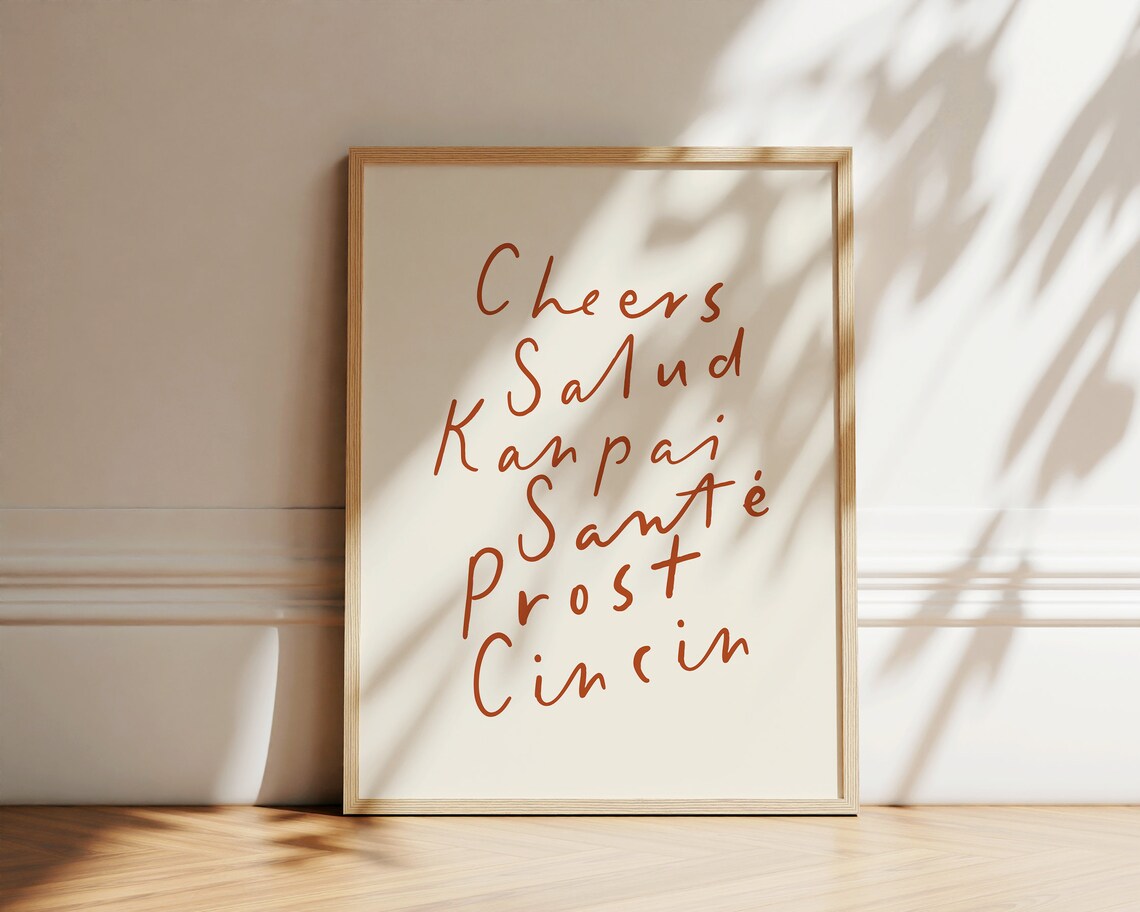 Cheers, Cin Cin, Salud Bar Typography Art Print
