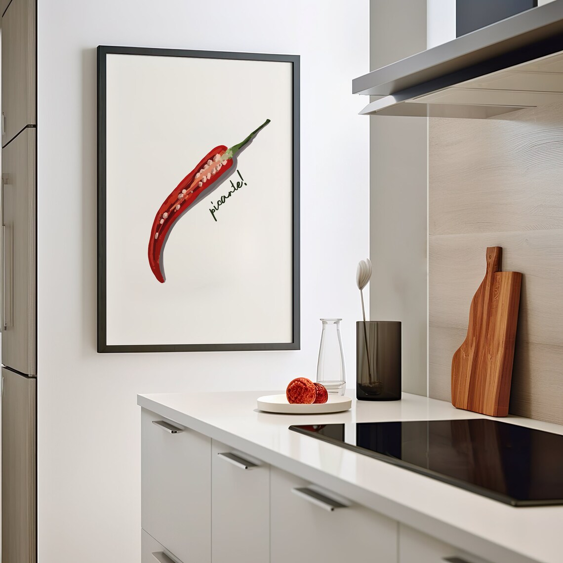 Chilli Pepper Retro Minimalist Kitchen Art Print - Image 4