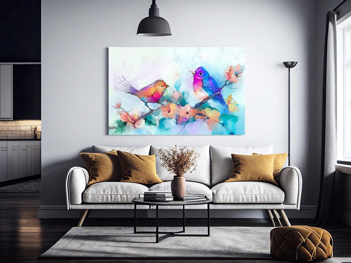 Watercolor Painting Of Birds Cheerful Wall Art Bird Print Colorful Art Colorful Bird Art Bird Lovers Gift Bird Painting - Image 3