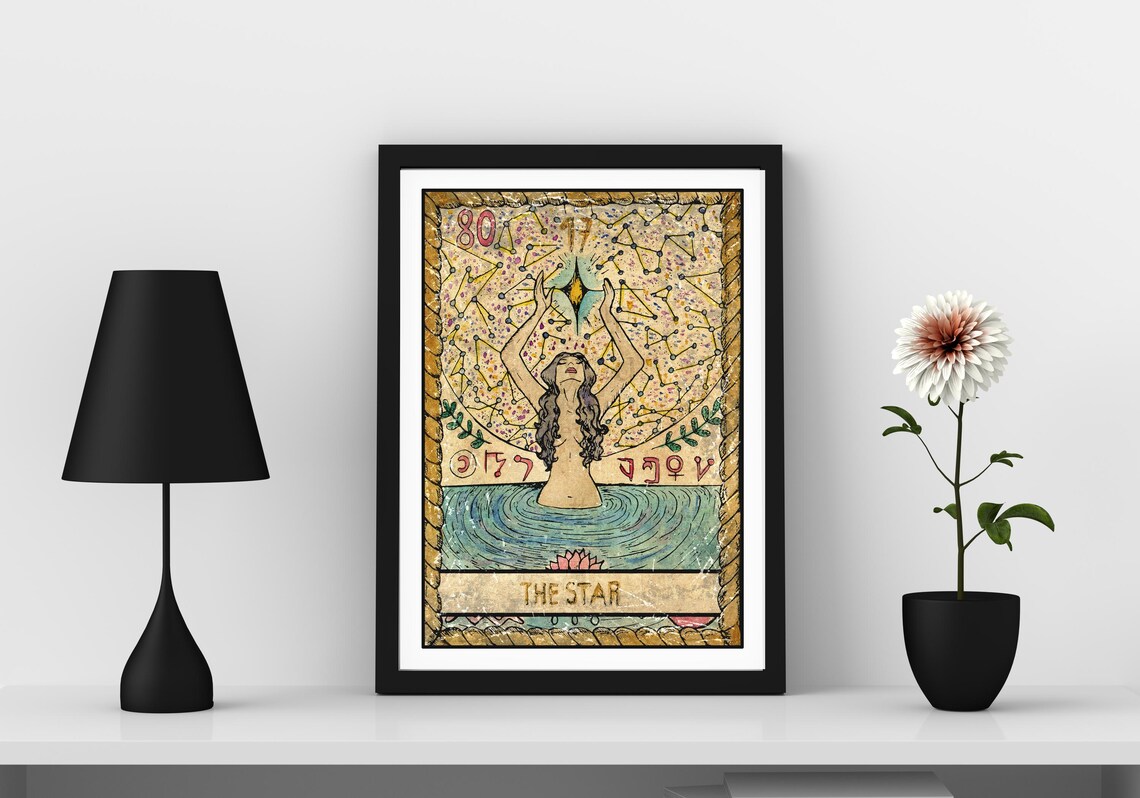 The Star Tarot Card Wall Art Tarot Card Art Prints Sun Moon Star Art Print Girl Apartment Art Boho Wall Art Print Preppy Wall Art Print