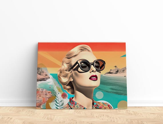Eyes To The Sky Wall Art Apartment Art Girly Retro Fashion Art Print Dopamine Decor Art Retro Woman Art Girly Art