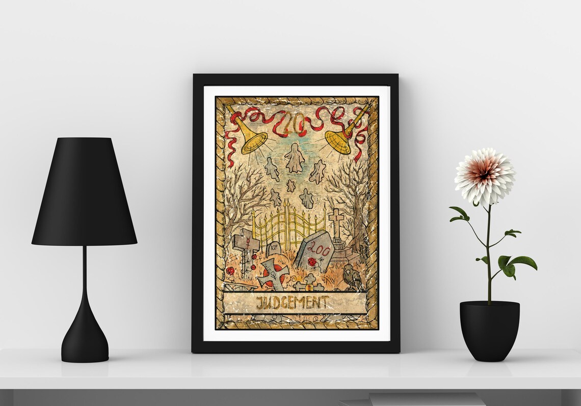 Judgement Tarot Card Wall Art Tarot Card Art Prints Occult Wall Art Dark Spiritual Art Decor Divination Art Print Graveyard Art Print