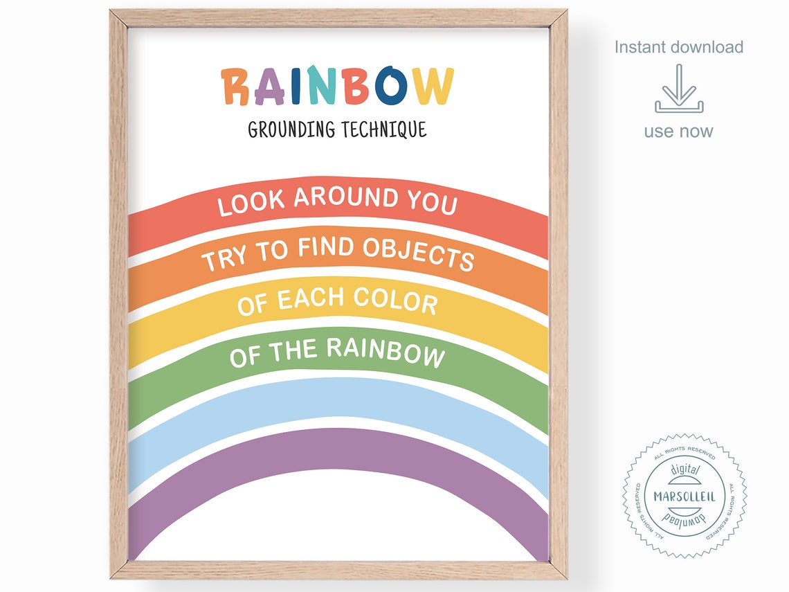 Rainbow Grounding Technique Find Each Color Calm Down Anxiety Poster - Image 2